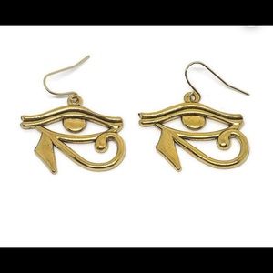 Gold plated eye of Horus earrings.
